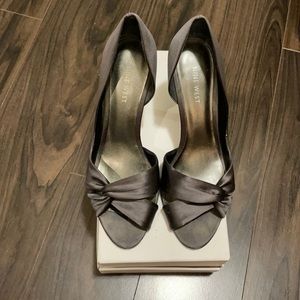 Nine West Grey Satin d’orsay peep toe heels